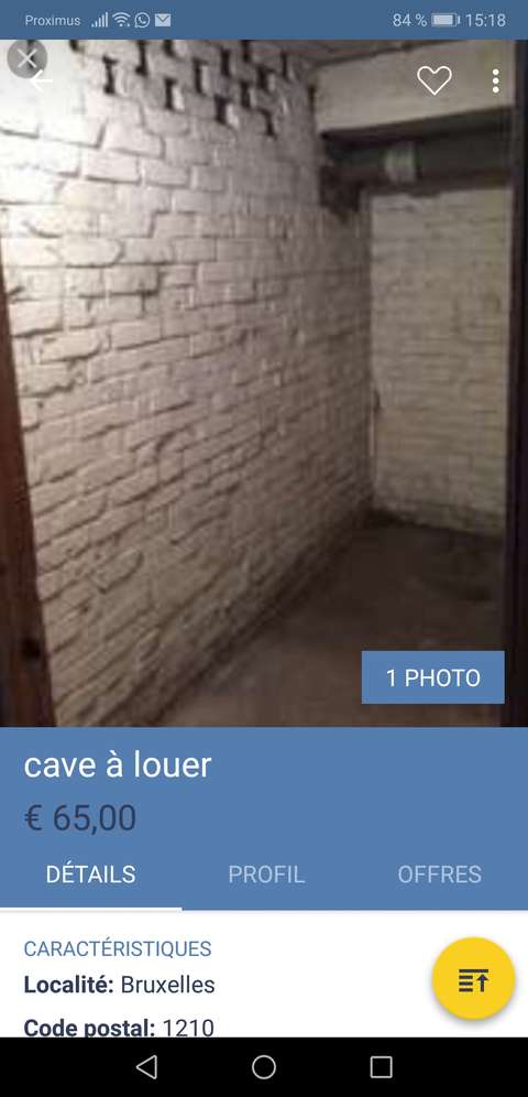 Cave à louer Centre de Bruxelles // Kelder