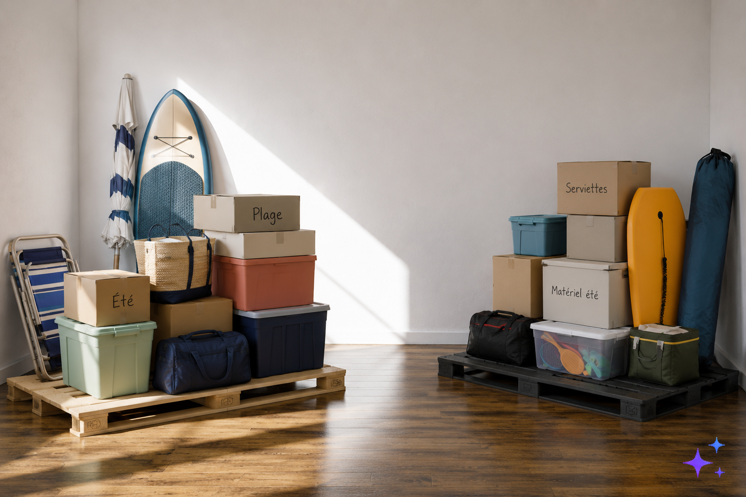 Garde meubles dans un local collectif