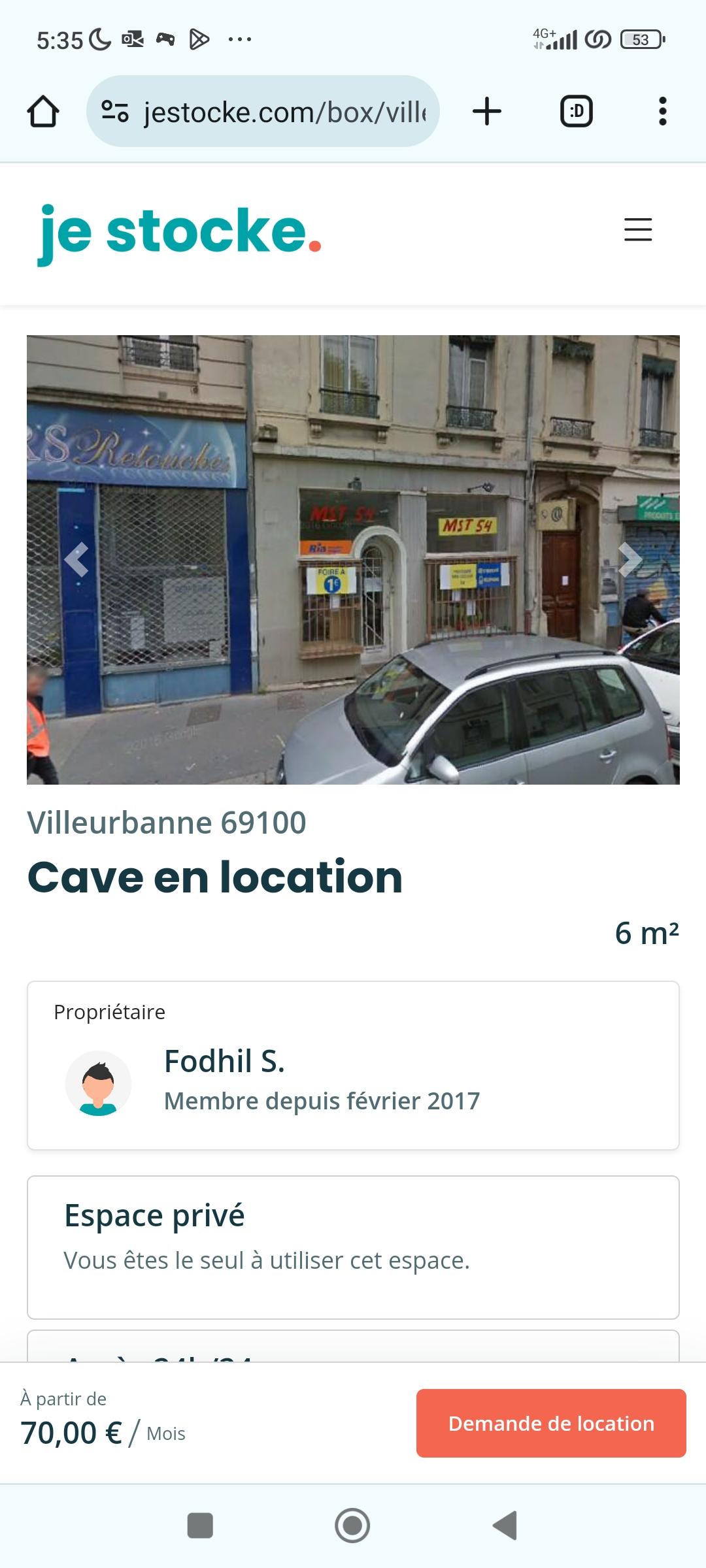 Espace de stockage ( cave 6 M2)